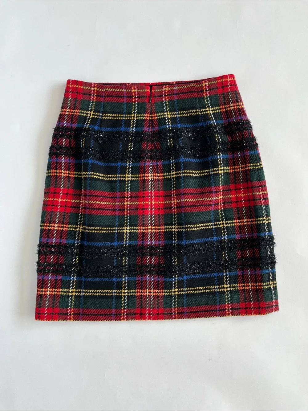 J. Crew Red Tartan Plaid Mini Skirt with Navy & Green